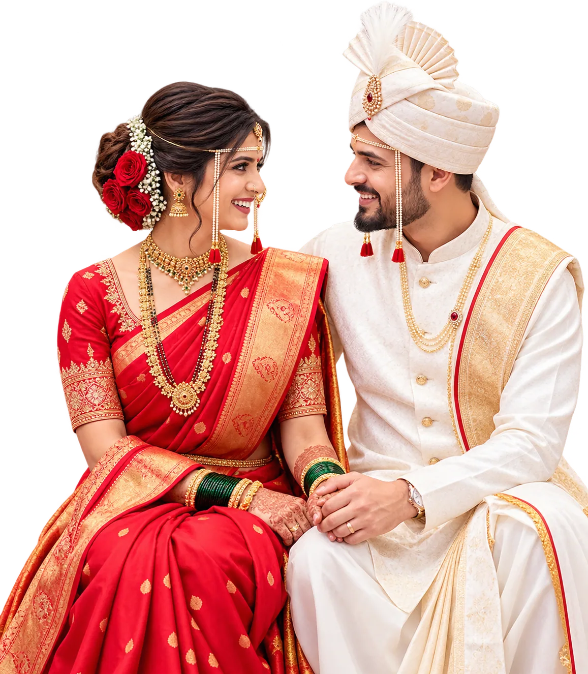 A couple introduced by the bureau, on their wedding day